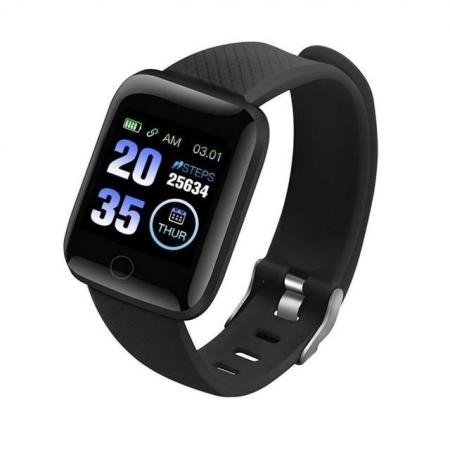 Bluekixx Akıllı Saat Siyah SW088 - Akıllı bildirimler, Nabız monitörü, Çoklu Spor Modu